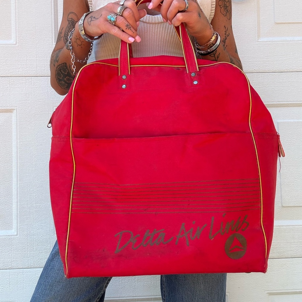 Vintage Delta Airlines Red Duffel Bag